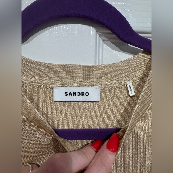 Sandro Gold Fringe Trim Mini Dress NEW - Picture 6 of 8